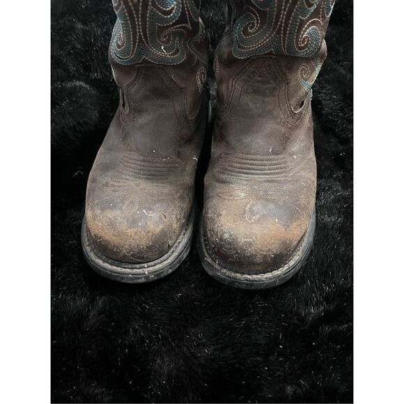 Justin Steel Toe Work Boots Size 8 B Leather WKL9991 cowboy